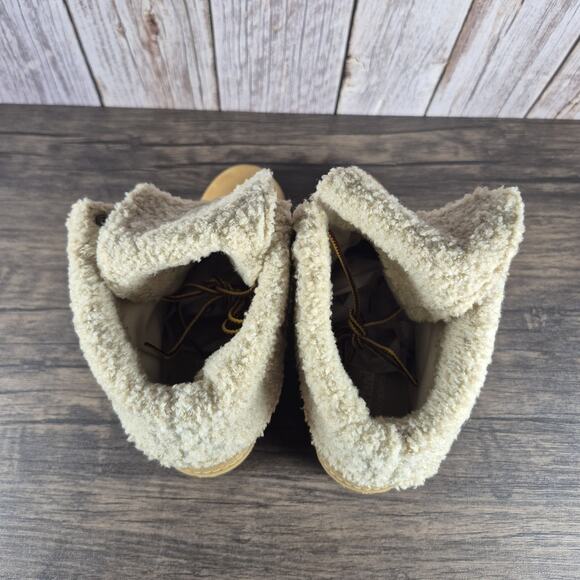 TIMBERLAND Earthkeepers Amston Roll Top Cozy Wedge Boots Women's Sz 8 Wheat Tan - Picture 7 of 10